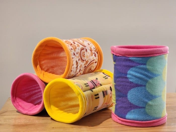 4 multi coloured fleece tunnels